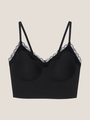 Basic Seamless Lace-Trimmed V-Neck Camisole Bra Top - Smart Size