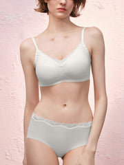 Basic Seamless Lace-Trimmed V-Neck Bralette - Smart Size