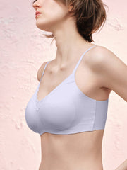 Basic Seamless Lace-Trimmed V-Neck Bralette - Smart Size