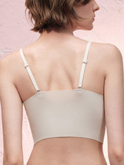 Basic Seamless Lace-Trimmed V-Neck Camisole Bra Top - Smart Size