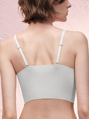 Basic Seamless Lace-Trimmed V-Neck Camisole Bra Top - Smart Size