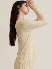 Whir Lavender Floral V-neck Cardigan