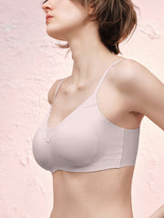 Basic Seamless Lace-Trimmed V-Neck Bralette - Smart Size