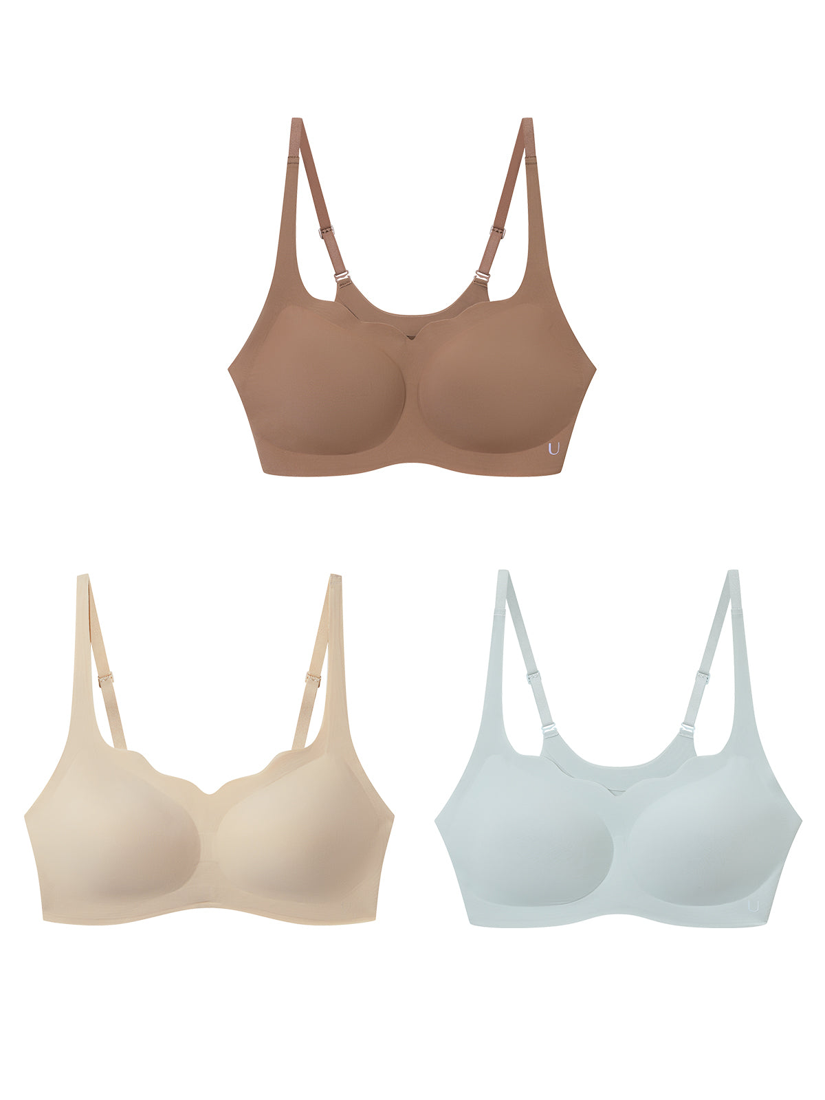 24H Comfort Size Free Wavy Neck Adjustable Strap Wireless Bra (Pull Over) Kit of 3