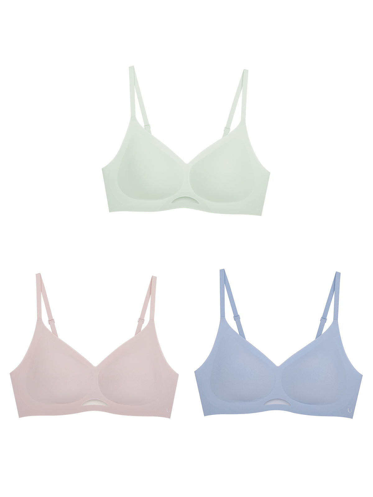24H Comfort Size Free Spaghetti Strap Wireless Bra Kit of 3