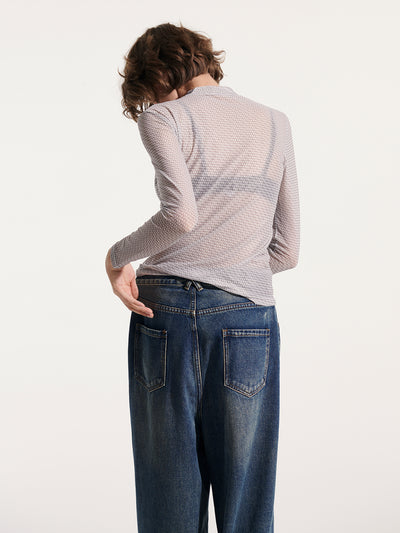 Printed Mock Neck Base Layer Top