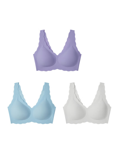 24H Comfort Cloudy Support Wavy Wireless Bra Kit of 3