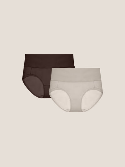 Pure Cotton Wide Elastic Band High-Waisted Brief 2-Pack