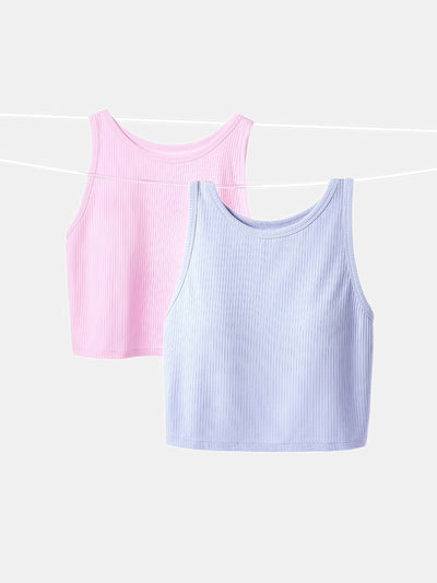 Ribbed Bra-in Cropped Tank Top