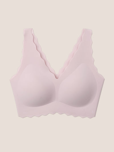 Seamless Wave Trimmed Deep V-Neck Bralette - Smart Size