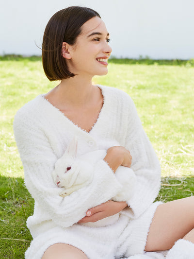 Fluffy Bunny Cardigan Lounge Set