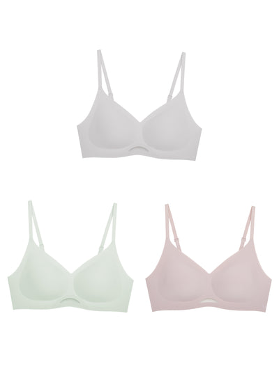 24H Comfort Size Free Spaghetti Strap Wireless Bra Kit of 3