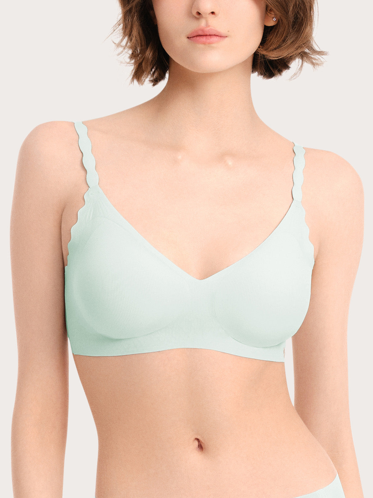 Basic Seamless Deep V Neck Mint-Infused Cooling Bra