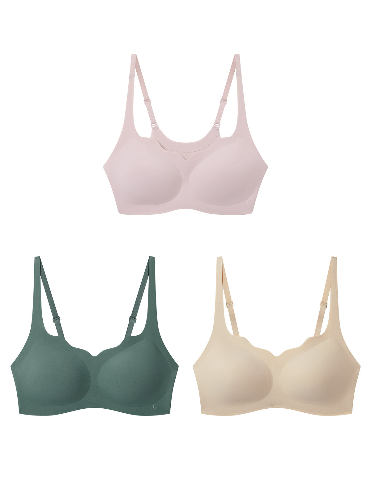 24H Comfort Size Free Wavy Neck Adjustable Strap Wireless Bra (Pull Over) Kit of 3