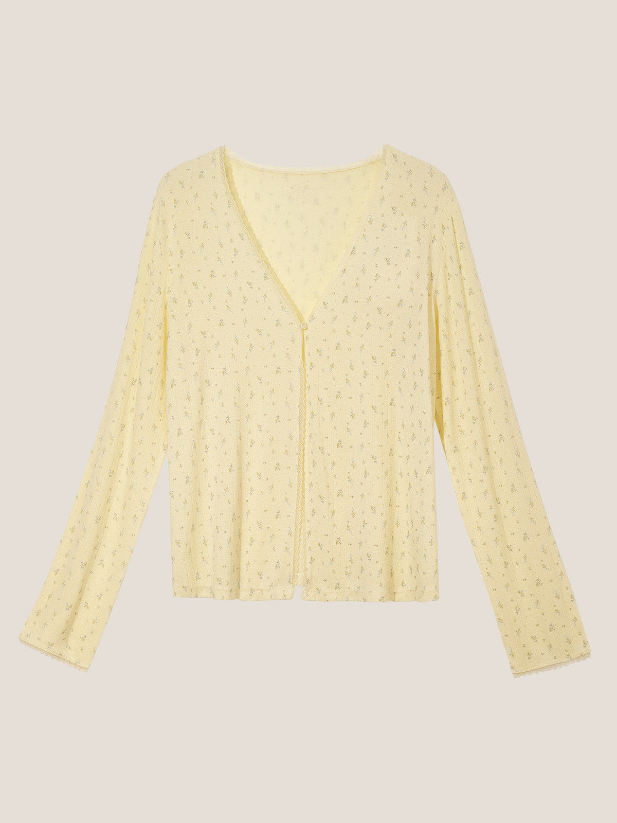 Whir Lavender Floral V-neck Cardigan