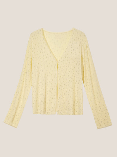 Whir Lavender Floral V-neck Cardigan