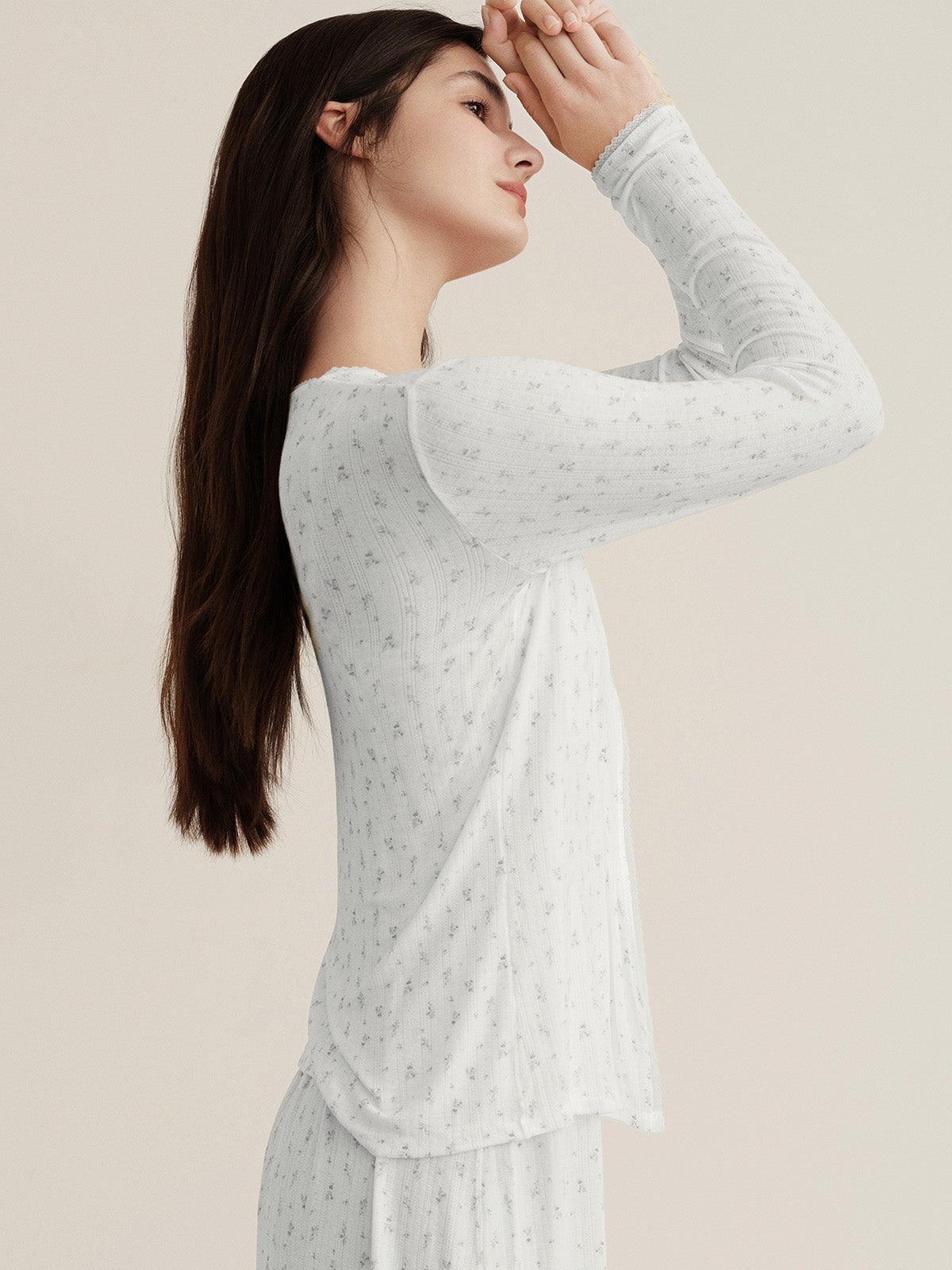 Whir Lavender Floral V-neck Cardigan