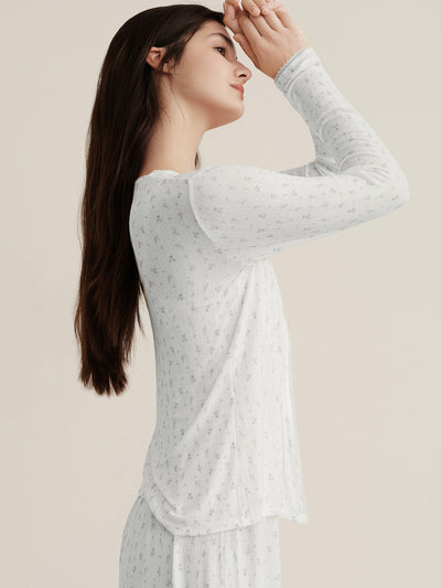 Whir Lavender Floral V-neck Cardigan