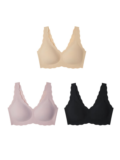 24H Comfort Cloudy Support Wavy Wireless Bra Kit of 3