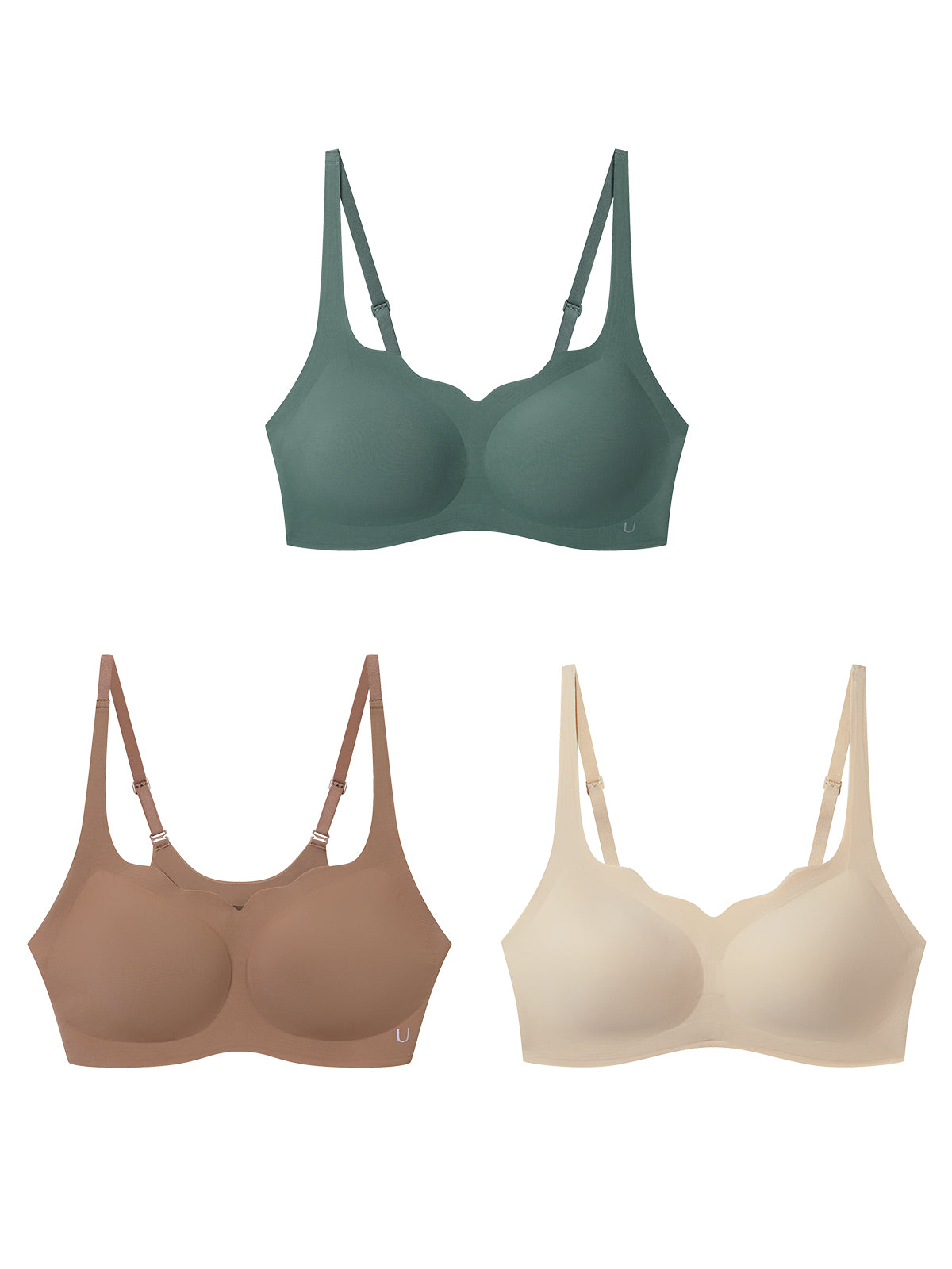 24H Comfort Size Free Wavy Neck Adjustable Strap Wireless Bra (Pull Over) Kit of 3