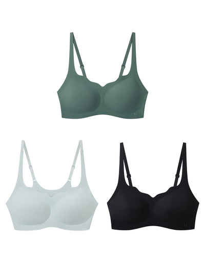 24H Comfort Size Free Wavy Neck Adjustable Strap Wireless Bra (Pull Over) Kit of 3