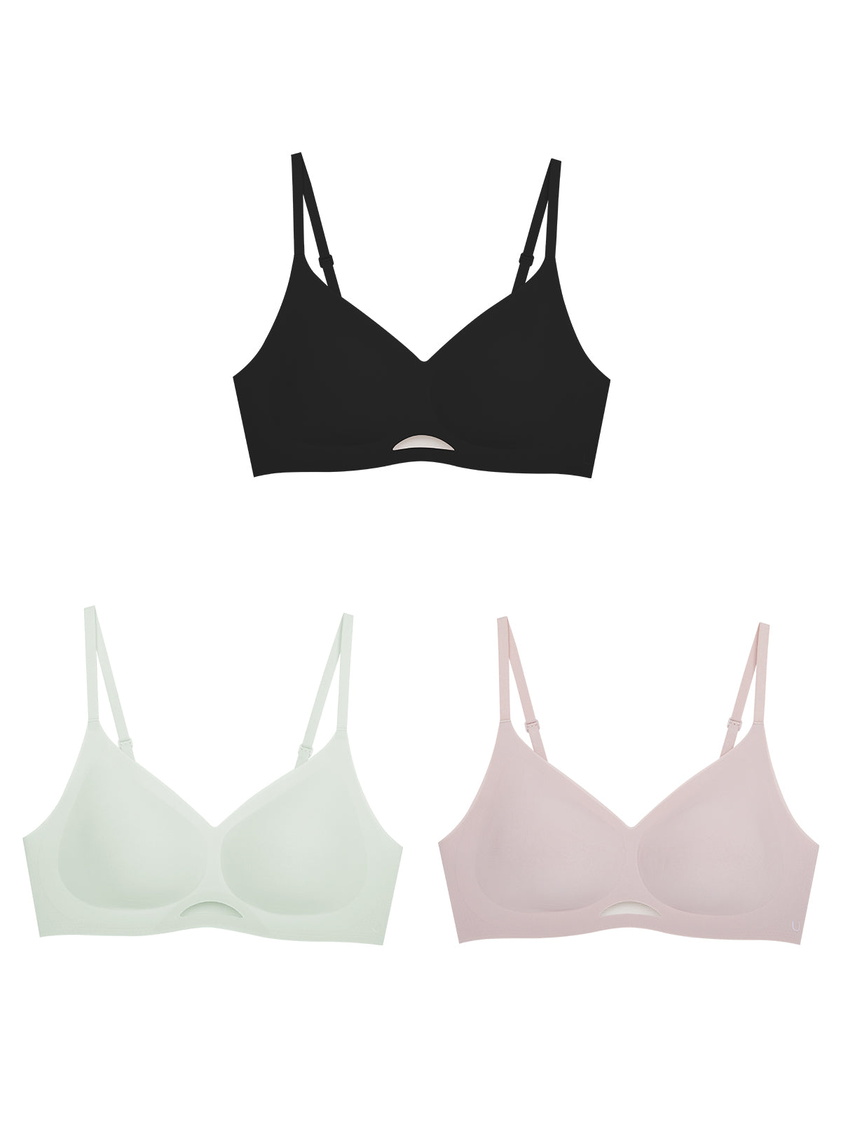 24H Comfort Size Free Spaghetti Strap Wireless Bra Kit of 3