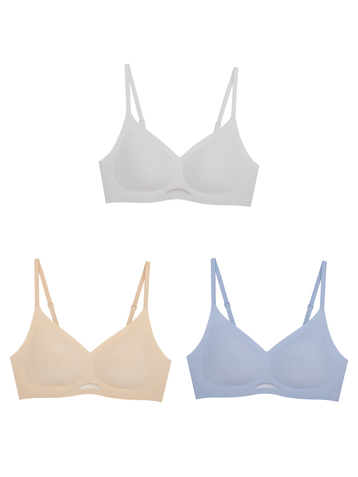 24H Comfort Size Free Spaghetti Strap Wireless Bra Kit of 3