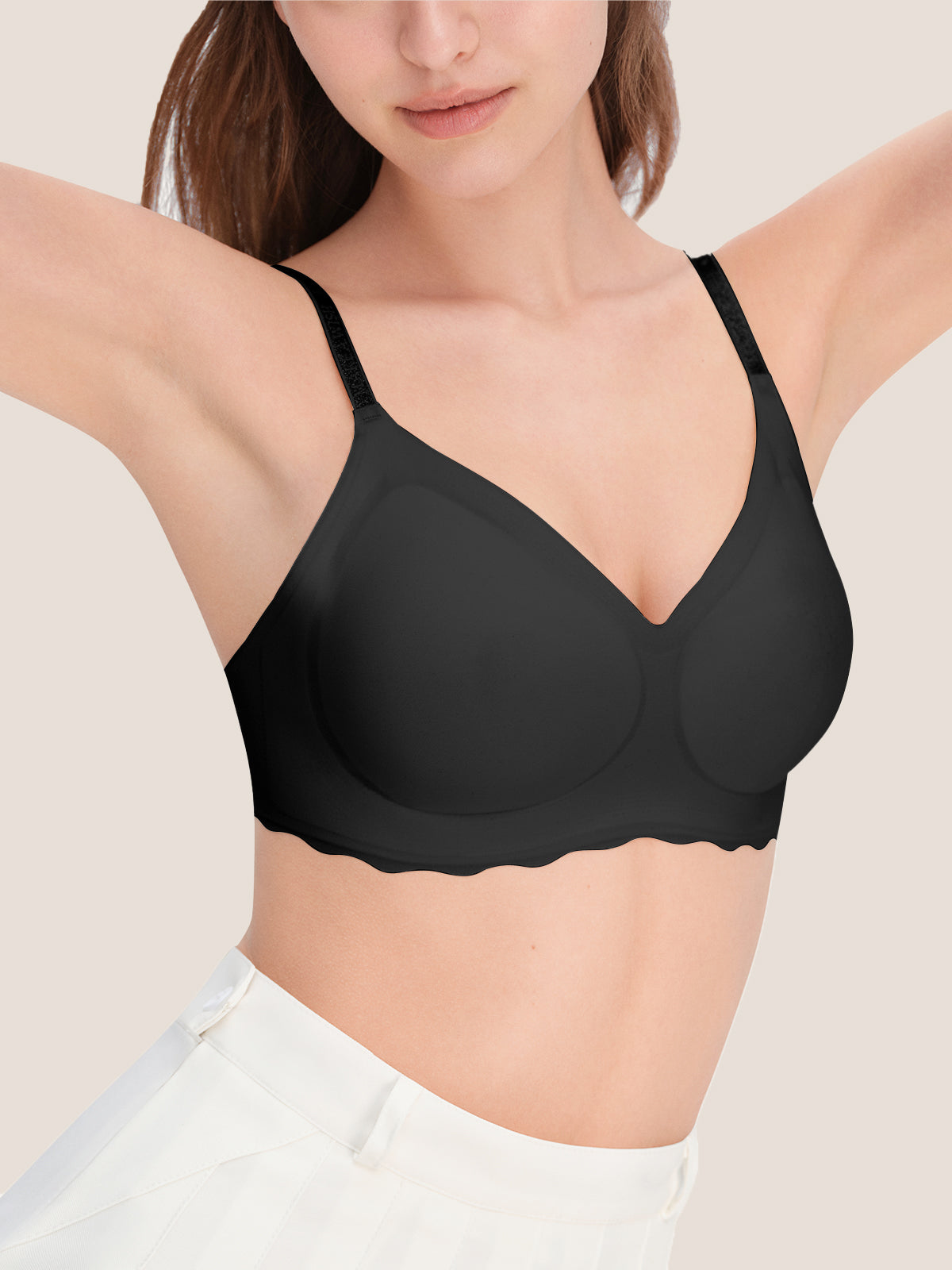 Seamless Shine Strap Deep V Bra - Smart Size