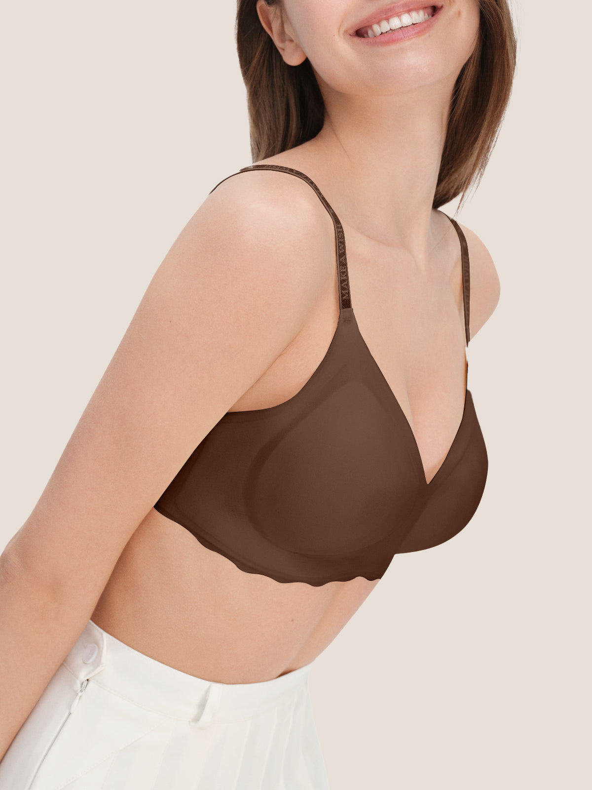 Seamless Shine Strap Deep V Bra - Smart Size