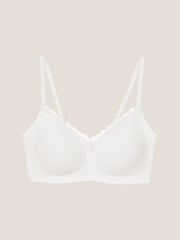 Basic Seamless Lace-Trimmed V-Neck Bralette