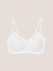 Basic Seamless Lace-Trimmed V-Neck Bralette