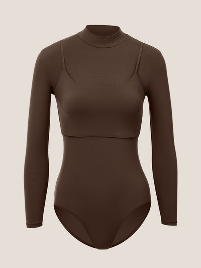 Layered Mock Neck Bodysuit