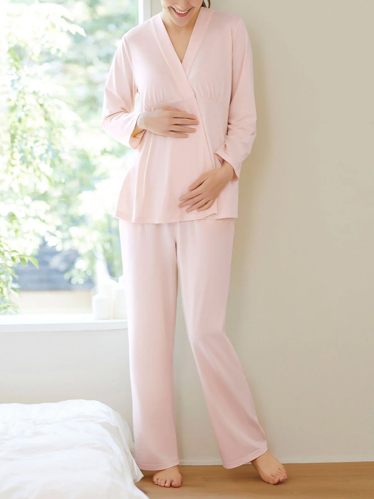 Maternity V-Neck Pajama Set