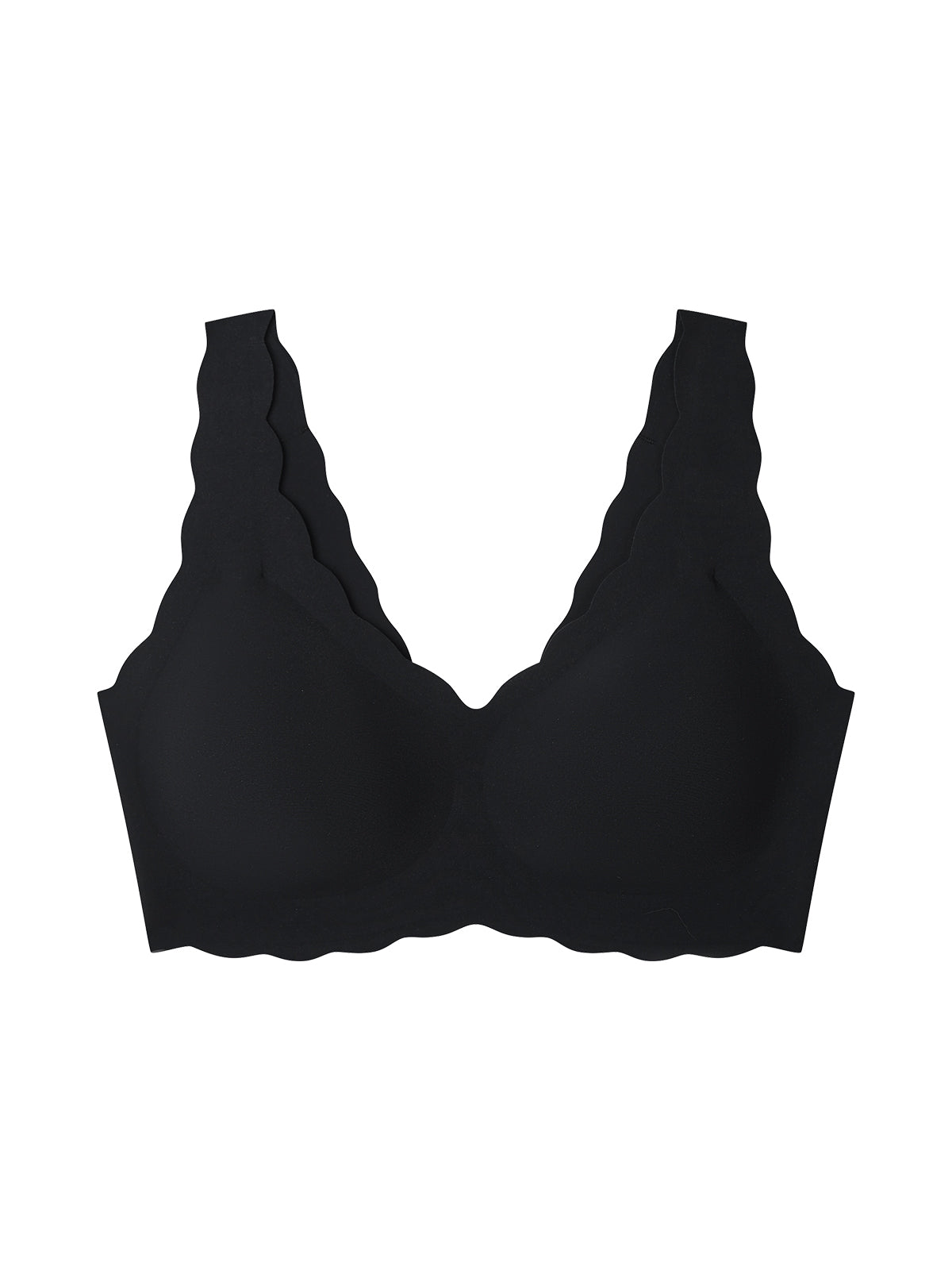 Honrane Breathable Wireless Brassiere Solid Soft Anti-deformation Bouncy  V-neck Anti-slip Smoothing Full-coverage Underwear for Yoga 