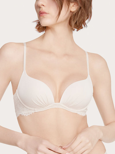 Lace Pleated Push-Up Bra