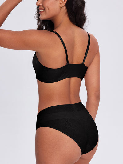 Vine Lace Push-Up Cross Back Bra