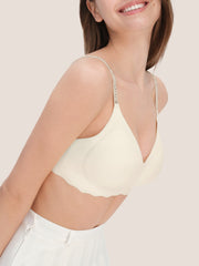 Seamless Shine Strap Deep V Bra - Smart Size