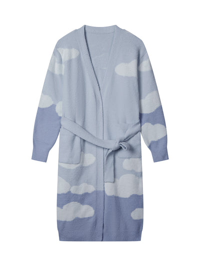 Cloudy Print Fuzzy Robe