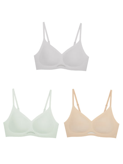 24H Comfort Size Free Spaghetti Strap Wireless Bra Kit of 3