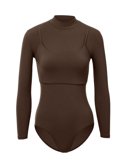 Layered Mock Neck Bodysuit