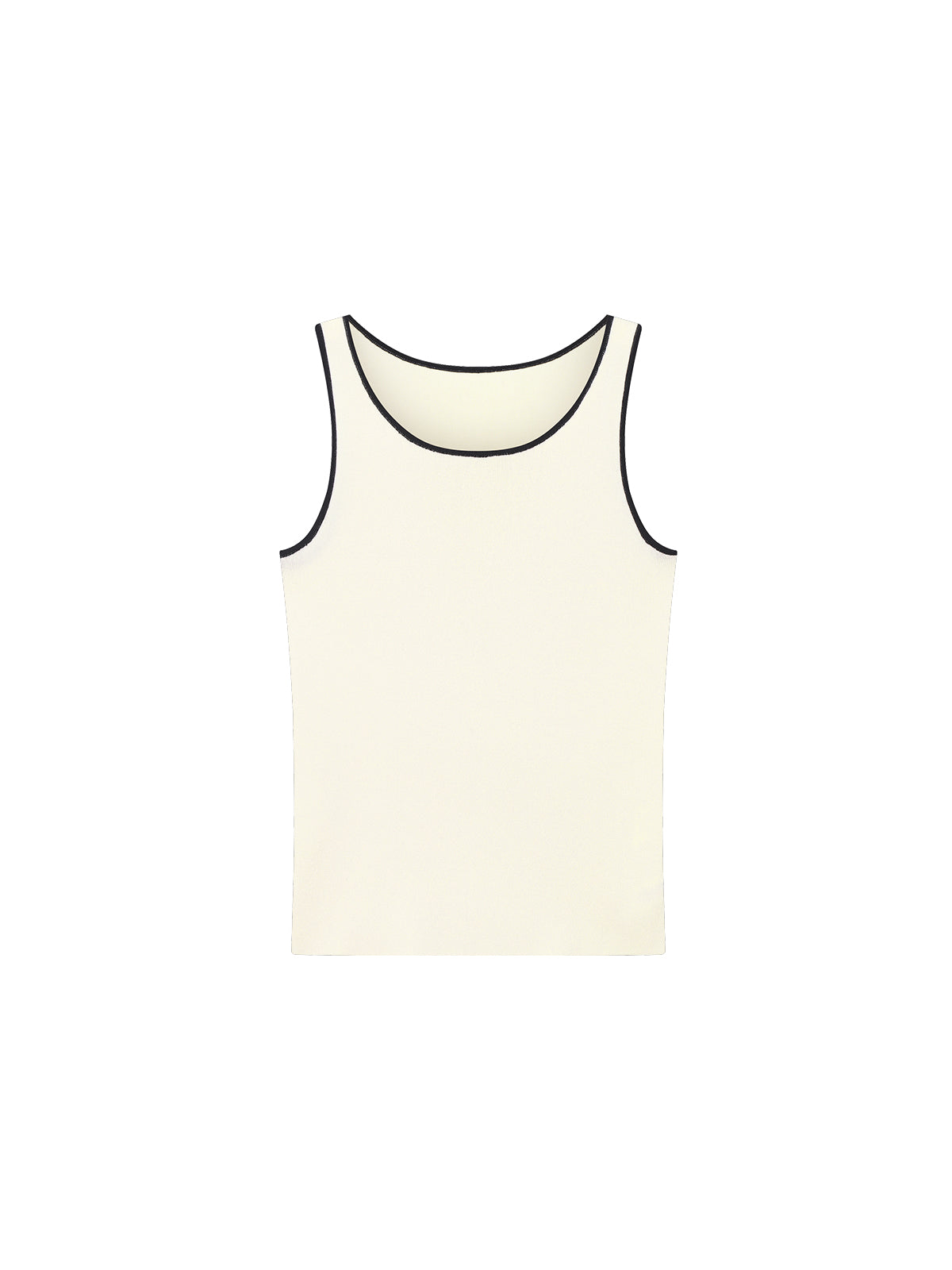Chic Contrast Knit Tank Top with Round Neck