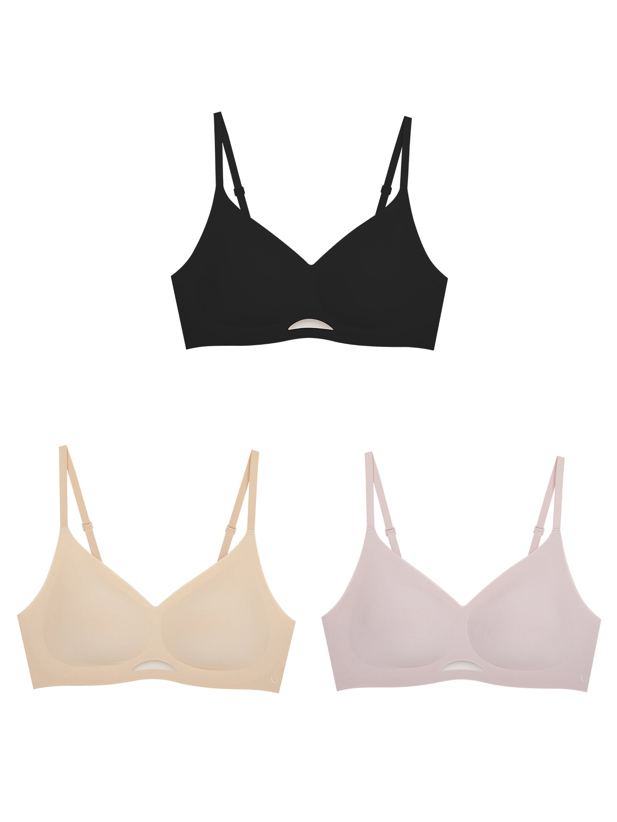 24H Comfort Size Free Spaghetti Strap Wireless Bra Kit of 3