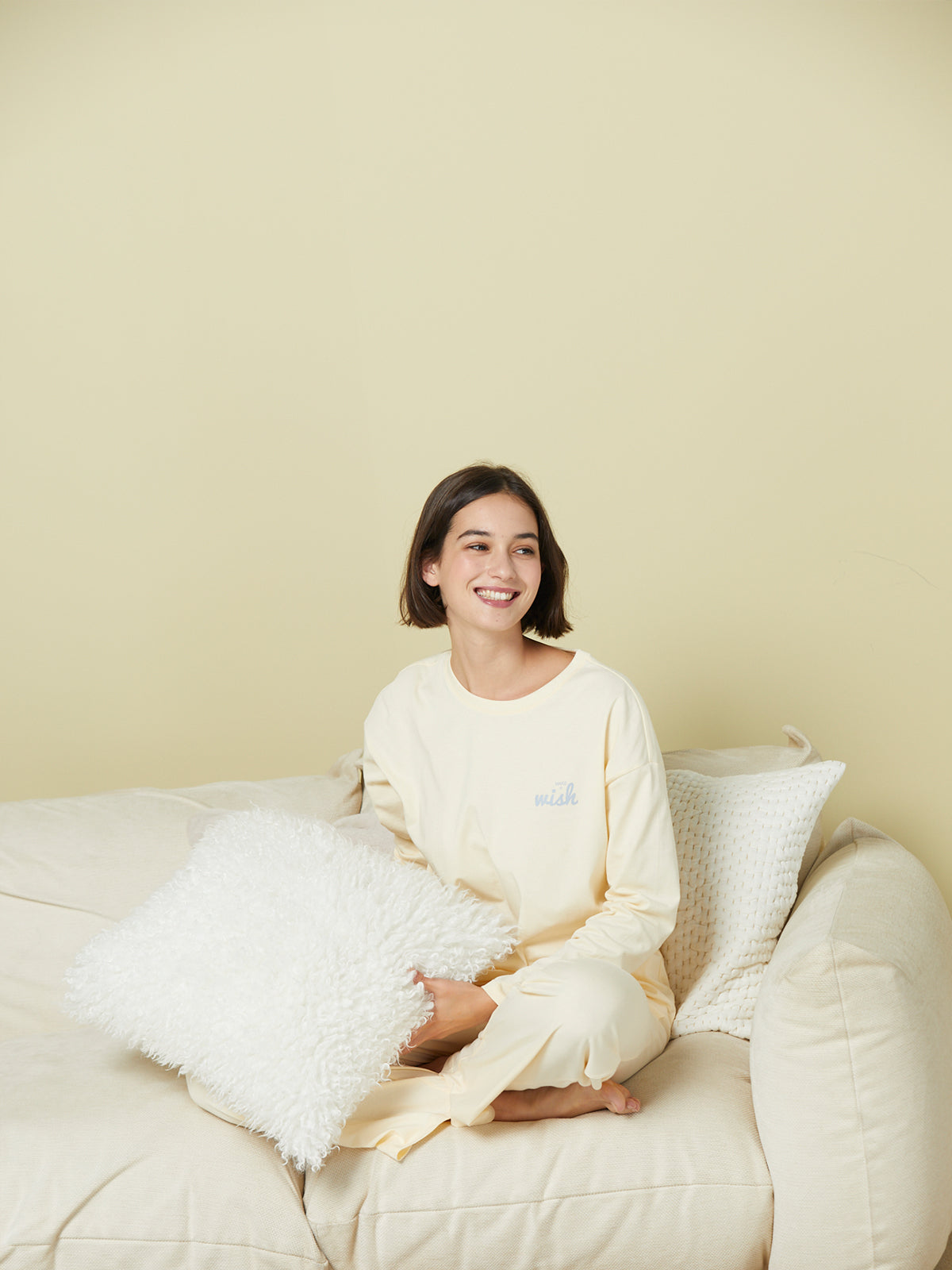 Letter Printed Long Sleeve Cotton Pajama Set