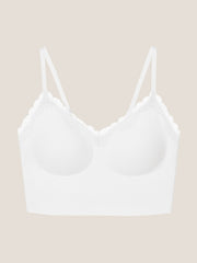 Basic Seamless Lace-Trimmed V-Neck Camisole Bra Top