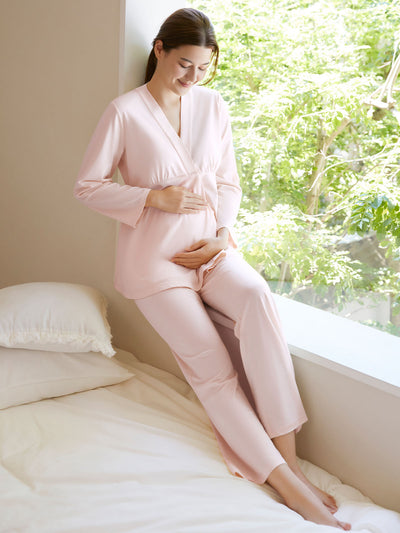 Maternity V-Neck Pajama Set