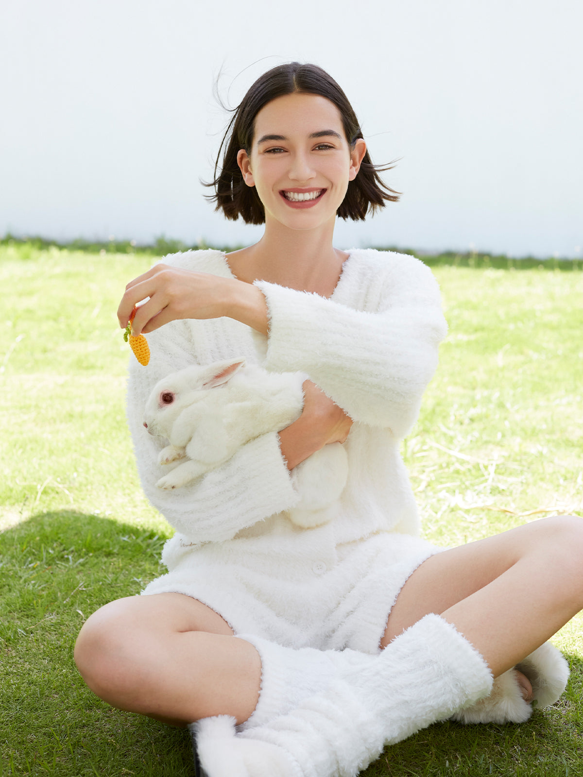 Fluffy Bunny Cardigan Lounge Set