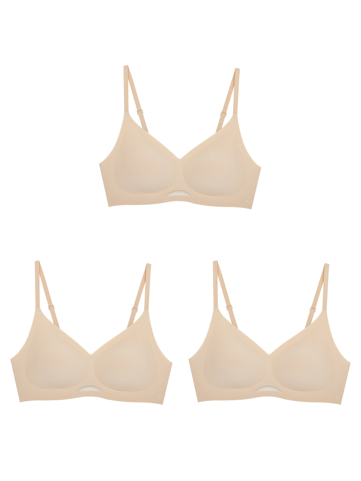24H Comfort Size Free Spaghetti Strap Wireless Bra Kit of 3