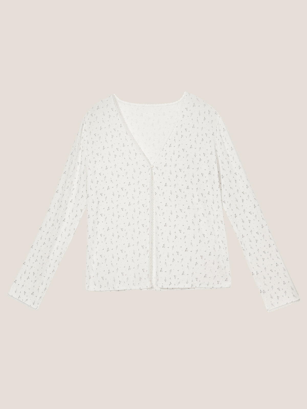 Whir Lavender Floral V-neck Cardigan