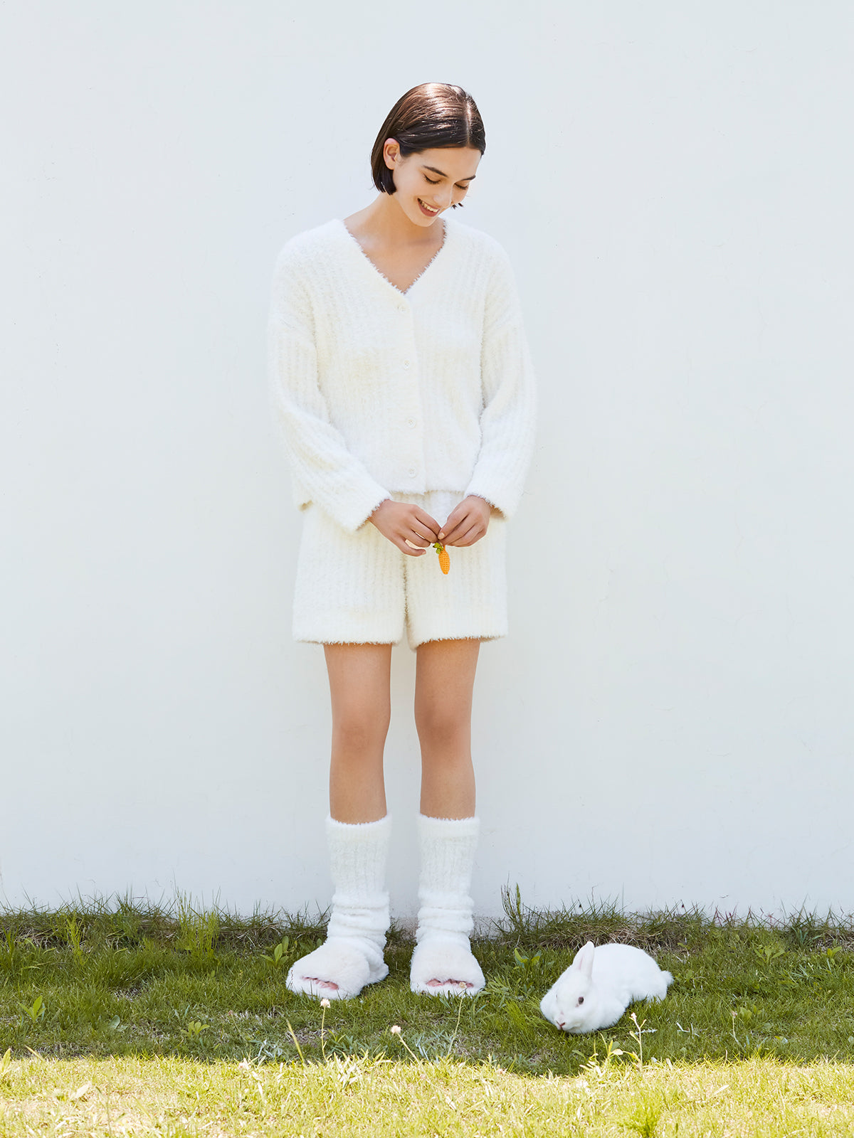 Fluffy Bunny Cardigan Lounge Set