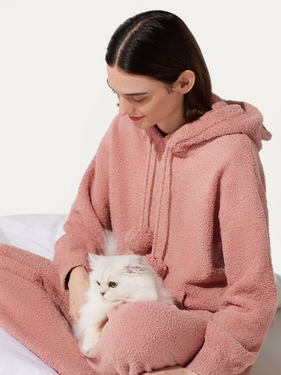 Tender Love Soft Cloud Cat Ear Hooded Pajamas Set